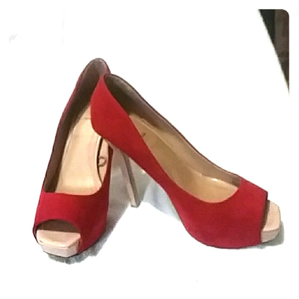 Trafaluc red suede stilettos